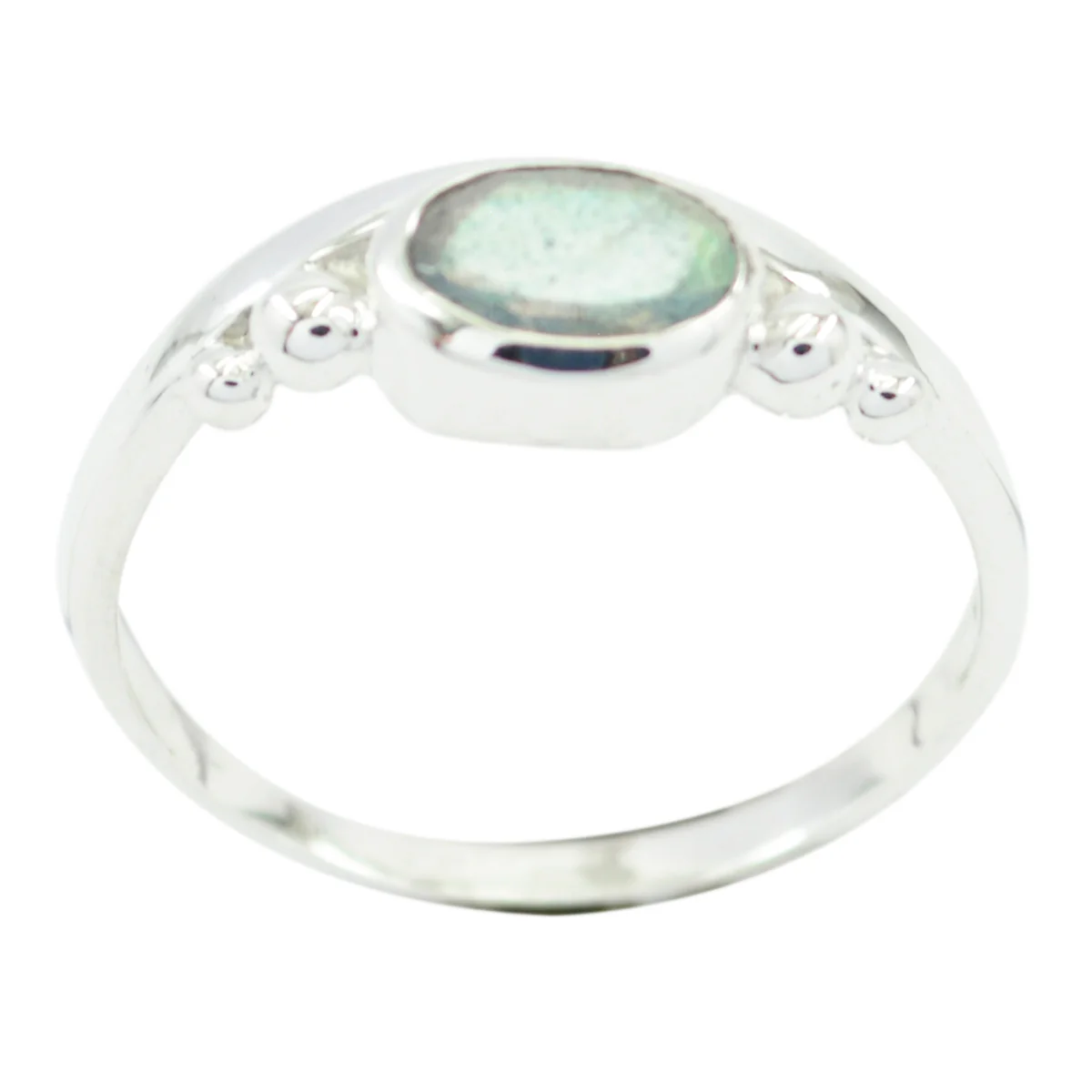 Labradorite Solitaire Turkish 925 Sterling Silver Gray Gems Delicate Feminine Ring Jewelry