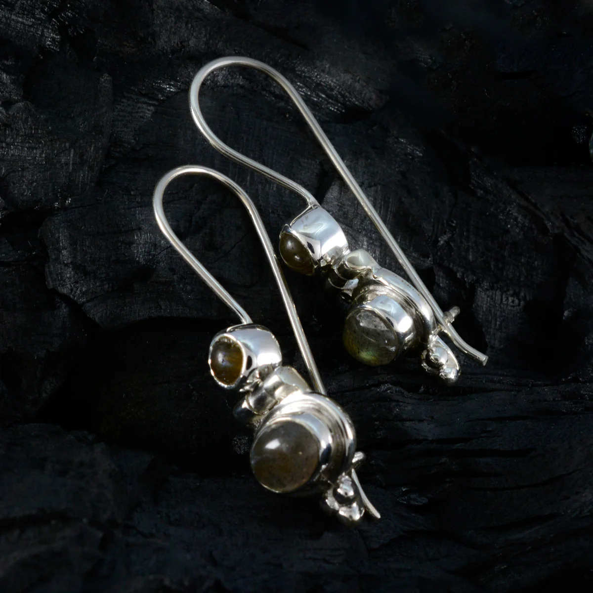 Labradorite Spanish Victoria multiple Dangle Gray 92.5 Silver Earring - Image 4