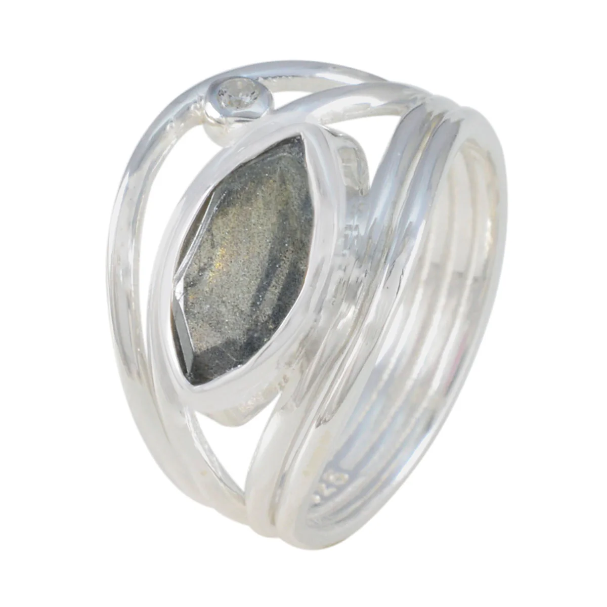 Labradorite Toi et Moi African 92.5 Silver Gray Gemstones Tiny Romantic Ring Jewelry - Image 2