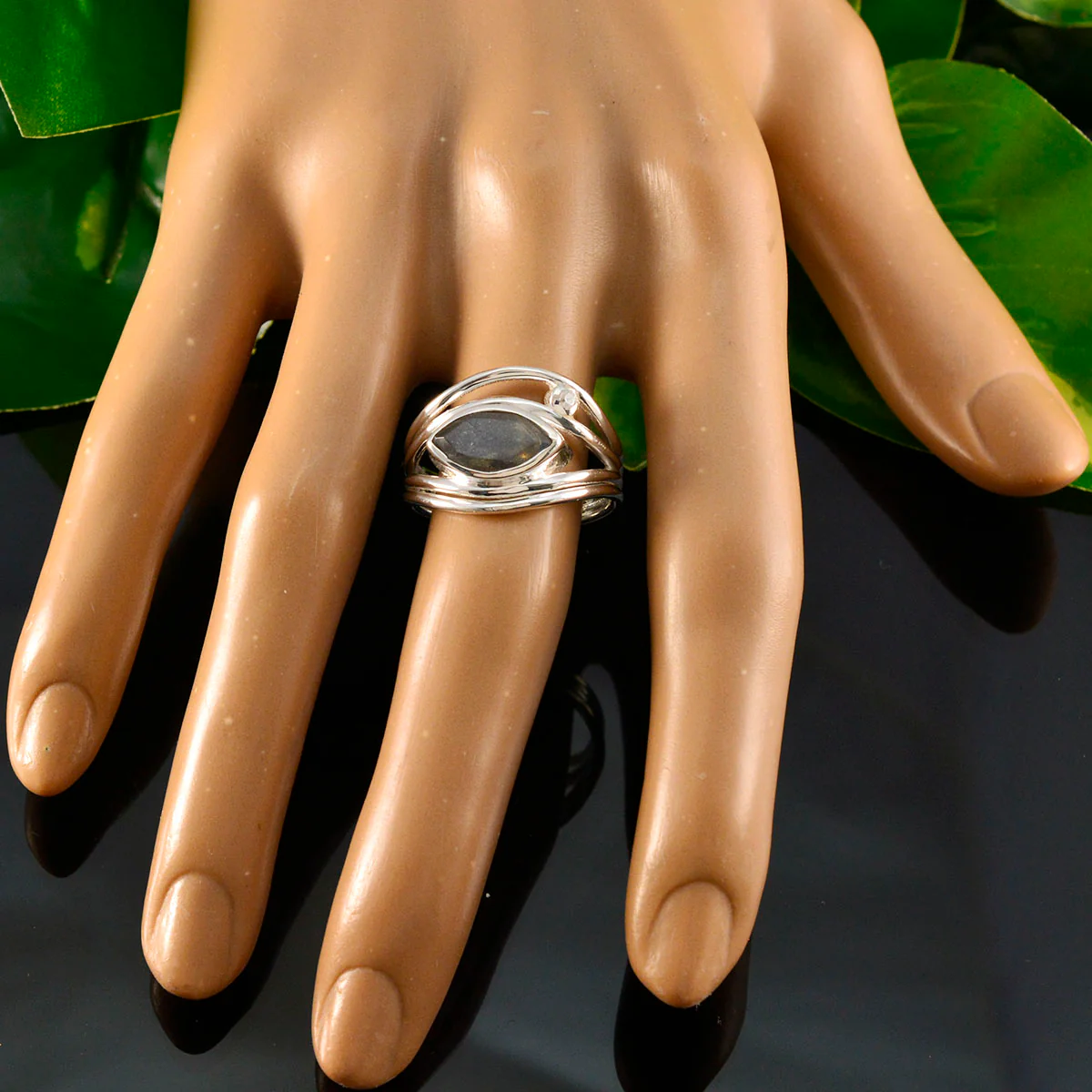 Labradorite Toi et Moi African 92.5 Silver Gray Gemstones Tiny Romantic Ring Jewelry - Image 5