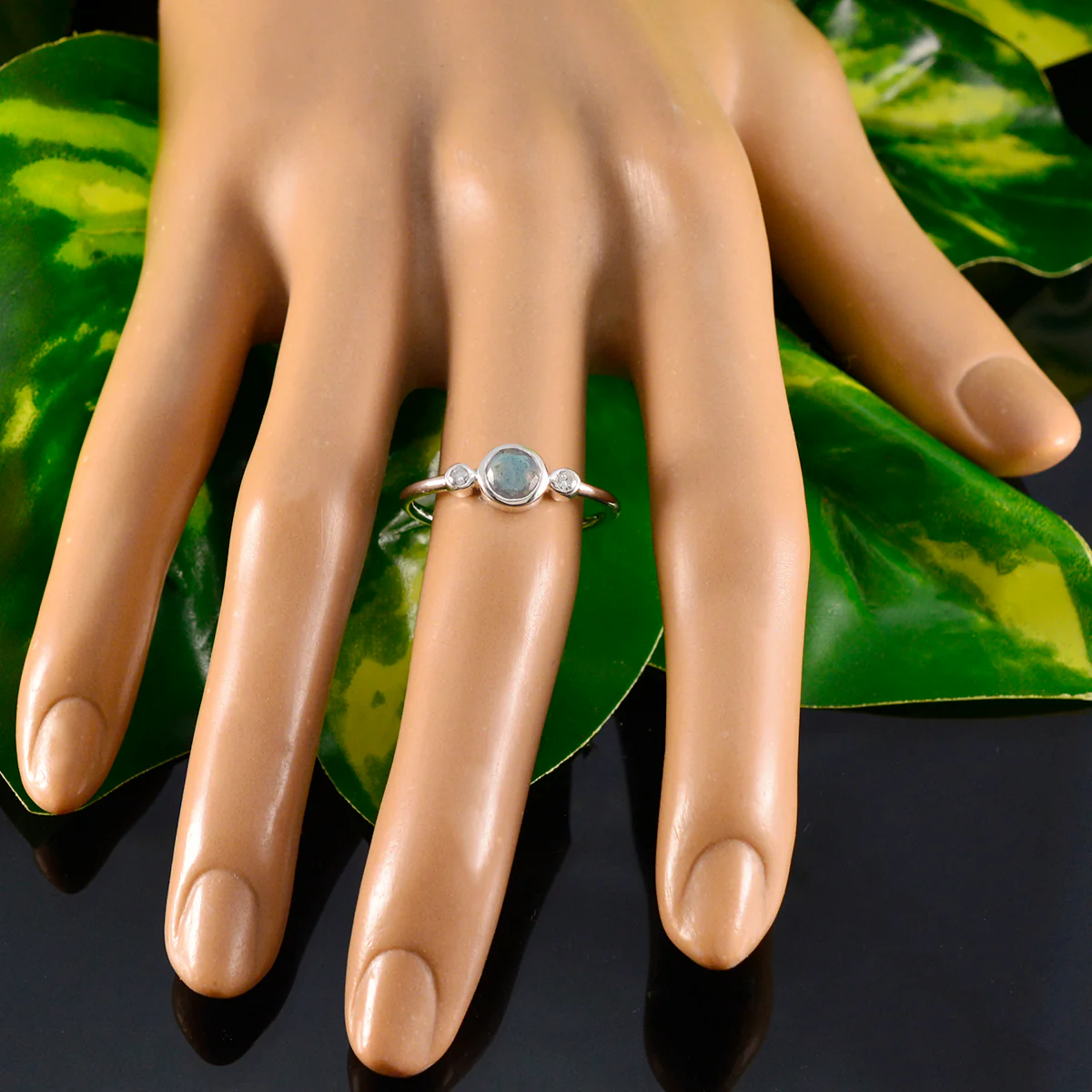 Labradorite Trilogy American Silver Gray Gems Elegant  Romantic Ring Jewellery - Image 5