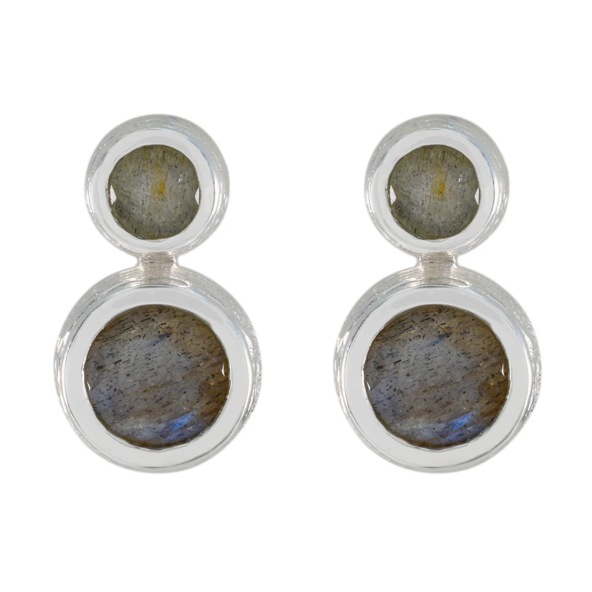 Labradorite Turkish Ella Toi et Moi Stud Gray Silver Earring