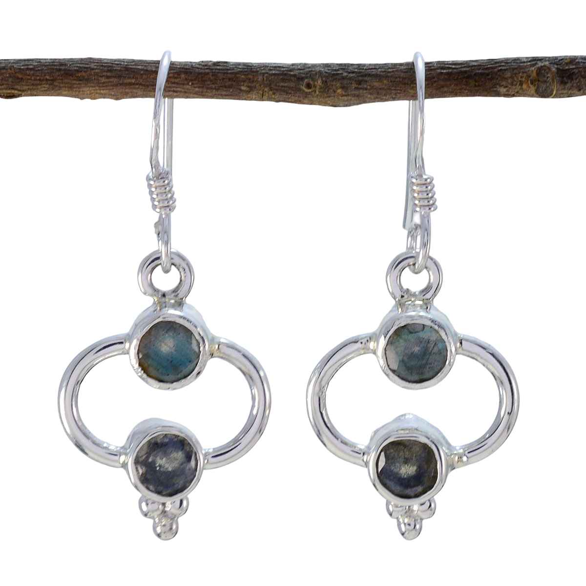 Labradorite Turkish Sakura multiple Dangle Gray Sterling Silver Earring