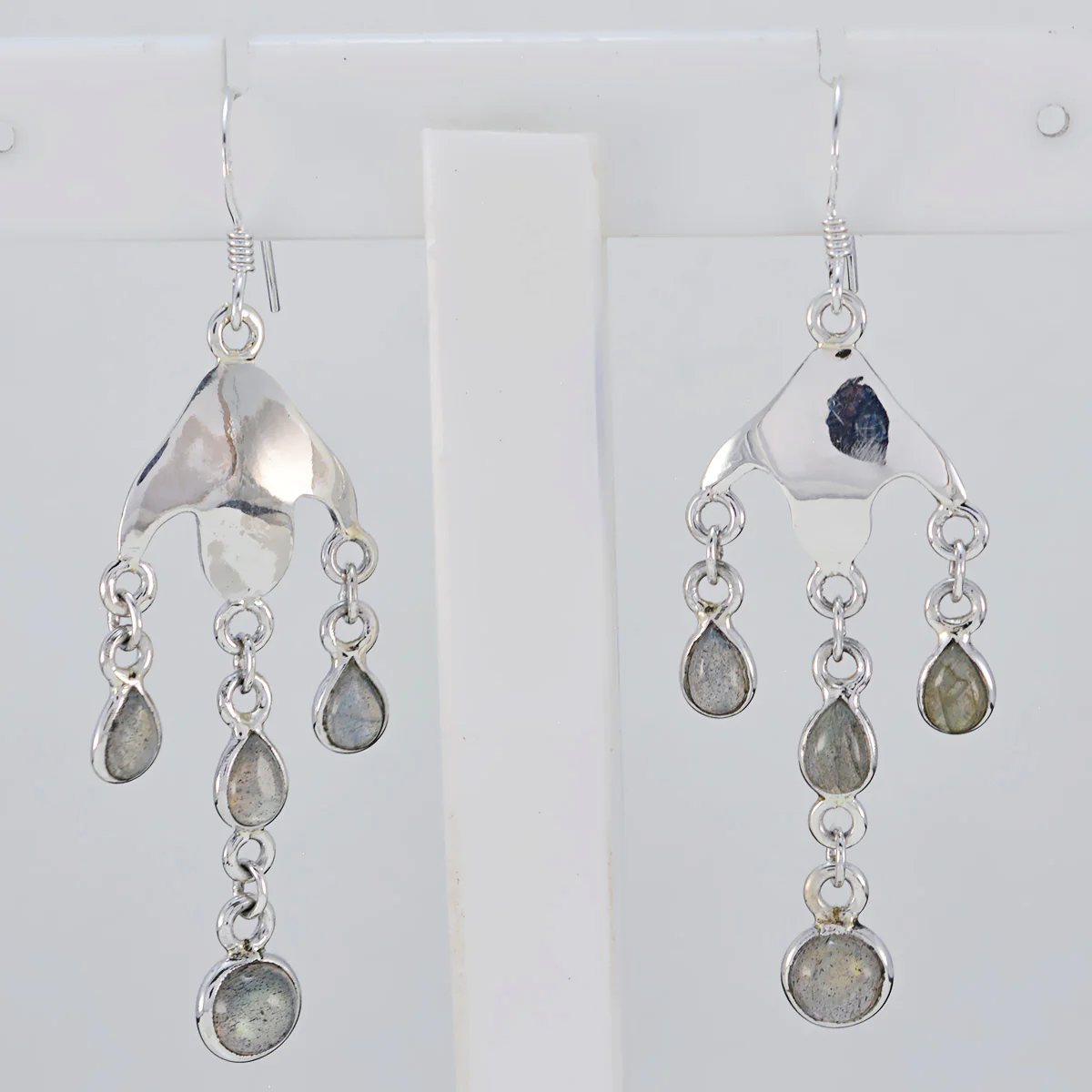 Labradorite Turkish Sofia multiple Dangle Gray 92.5 Silver Earring - Image 3