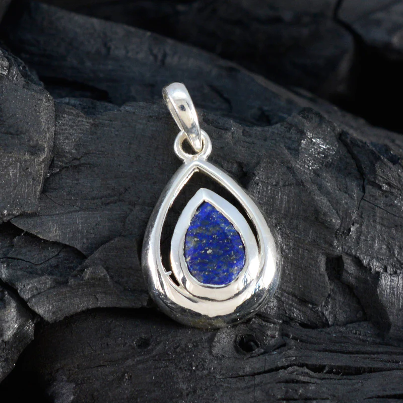 Lapis Lazuli Delicate French Silver Solitaire Noelia Glamorous Blue Pendant Jewelry - Image 4