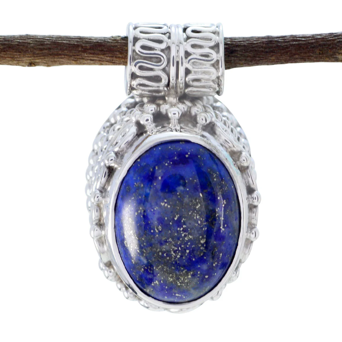 Lapis Lazuli Edgy Russian 92.5 Silver Solitaire Zoey Rope-Wire Blue Pendant Jewellery - Image 2
