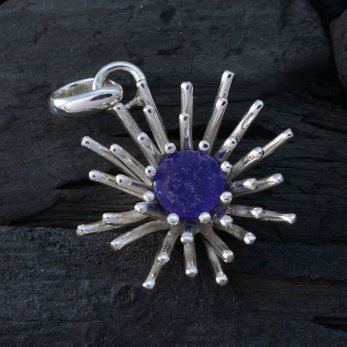 Lapis Lazuli Eye-catching German Sterling Silver Solitaire Rebeca Signet Blue Pendant Jewellery - Image 3