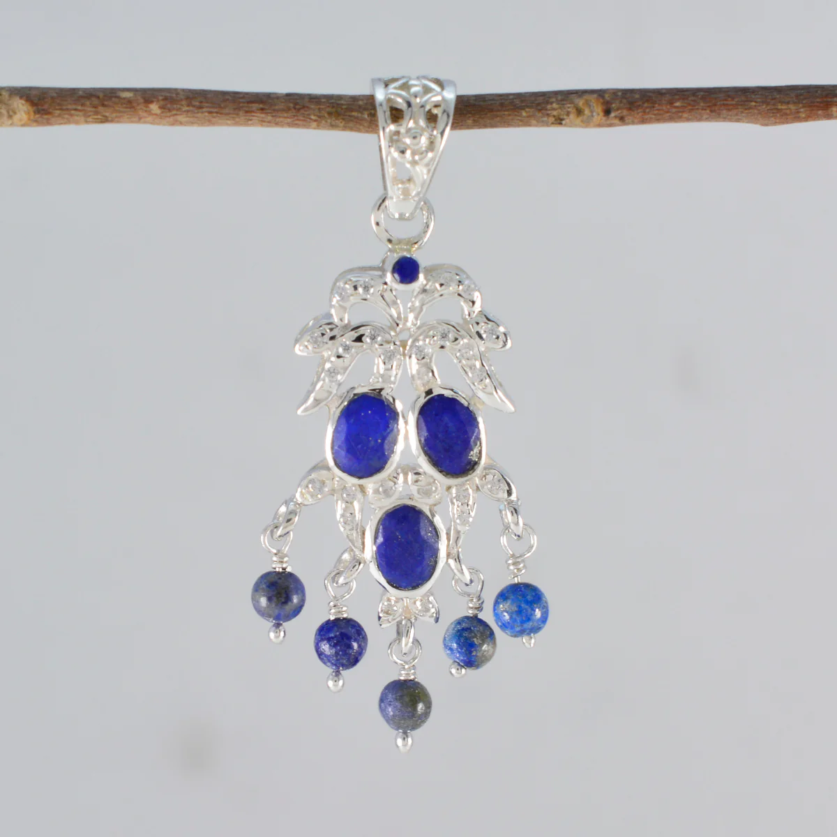 Lapis Lazuli Featherlight Indian 92.5 Silver multiple Putri Cocktail Blue Pendant Jewellery - Image 2