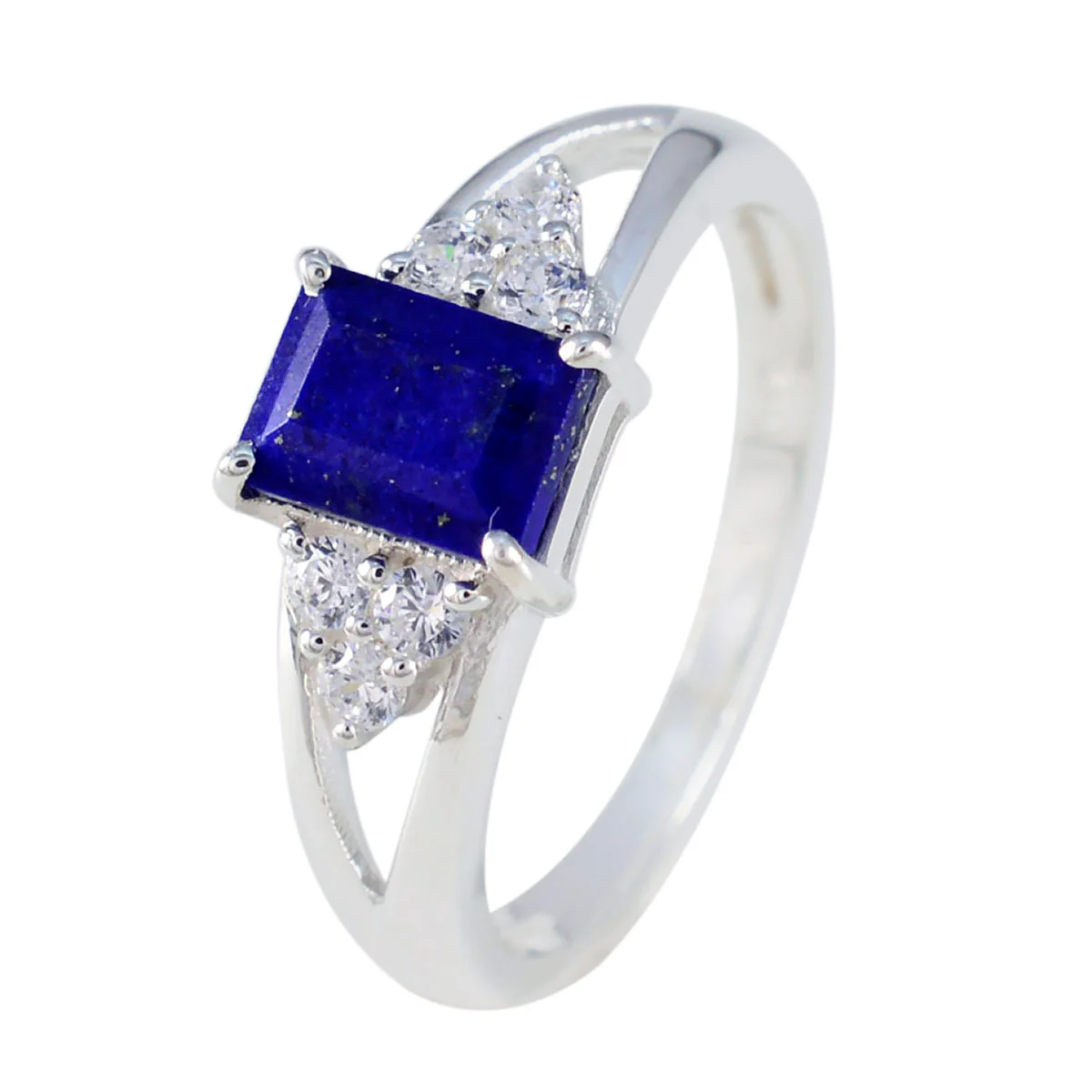 Lapis Lazuli Halo Japanese 925 Silver Blue Gemstone Dainty Feminine Ring Jewelry - Image 2