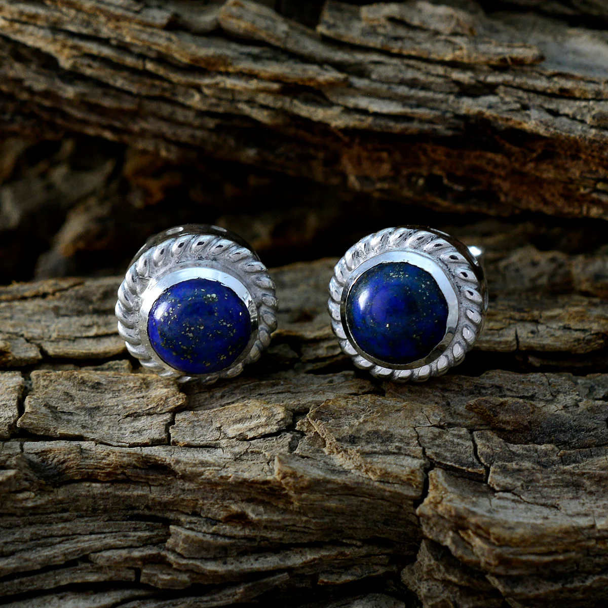 Lapis Lazuli Japanese Noelia Solitaire Stud Blue 92.5 Silver Earring - Image 3
