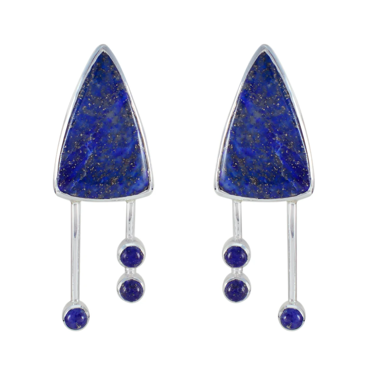 Lapis Lazuli Korean Isabella multiple Stud Blue Silver Earring
