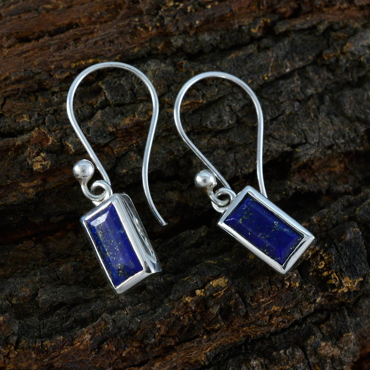 Lapis Lazuli Korean Lucy Solitaire Dangle Blue 92.5 Silver Earring - Image 3