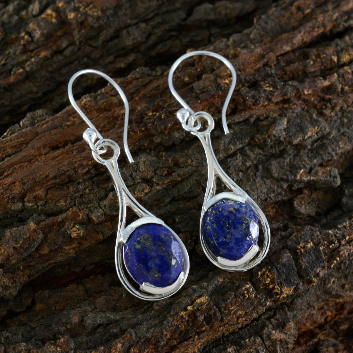 Lapis Lazuli Mexican Charlotte Solitaire Dangle Blue Sterling Silver Earring - Image 3