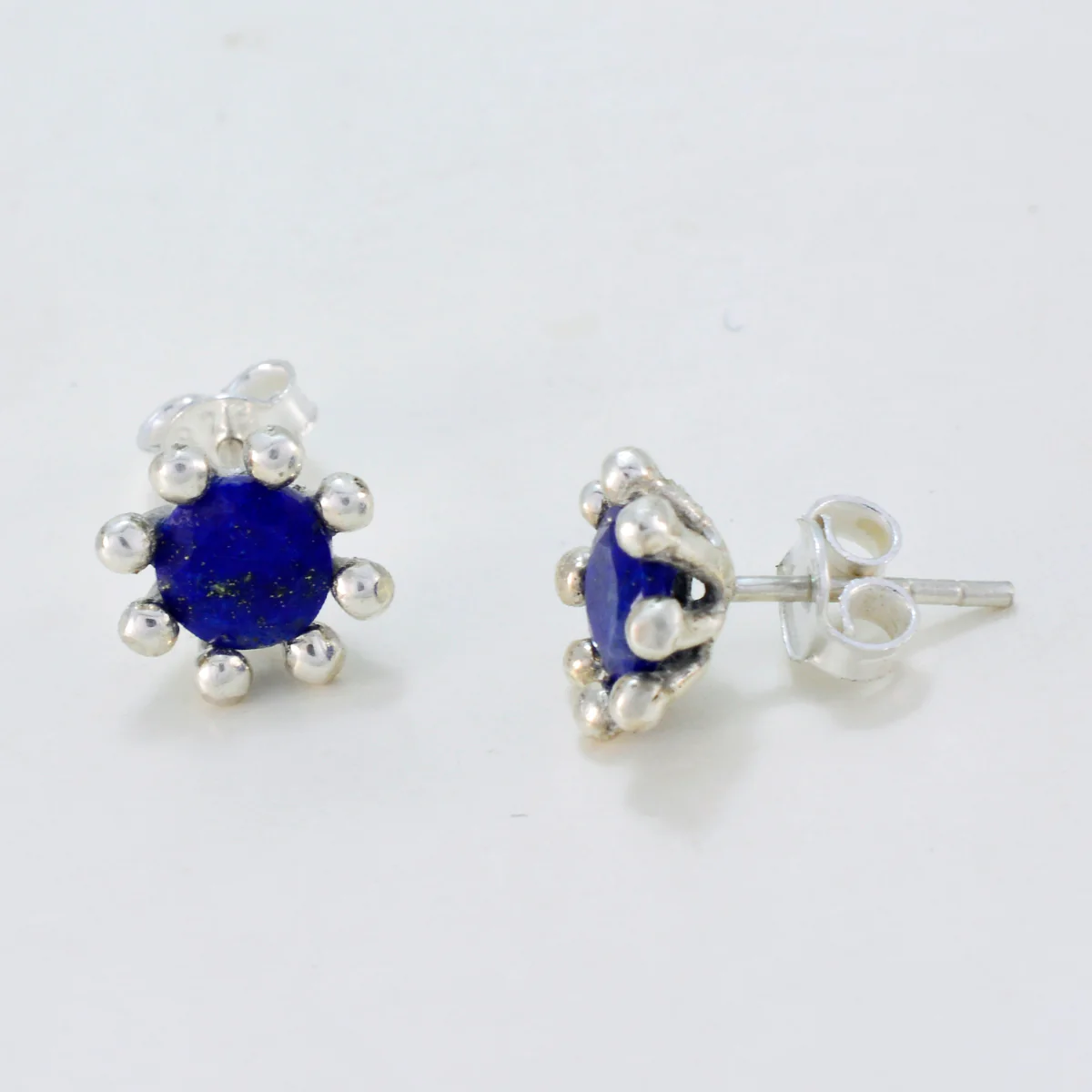 Lapis Lazuli Middle Eastern Amelia Solitaire Stud Blue 92.5 Silver Earring - Image 2