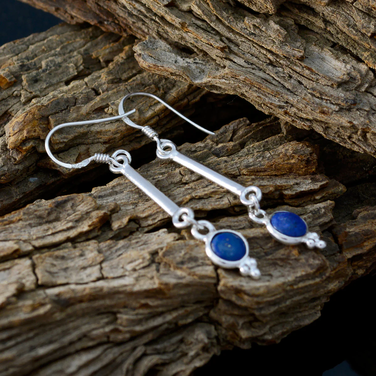 Lapis Lazuli Middle Eastern Ella multiple Dangle Blue Silver Earring - Image 3