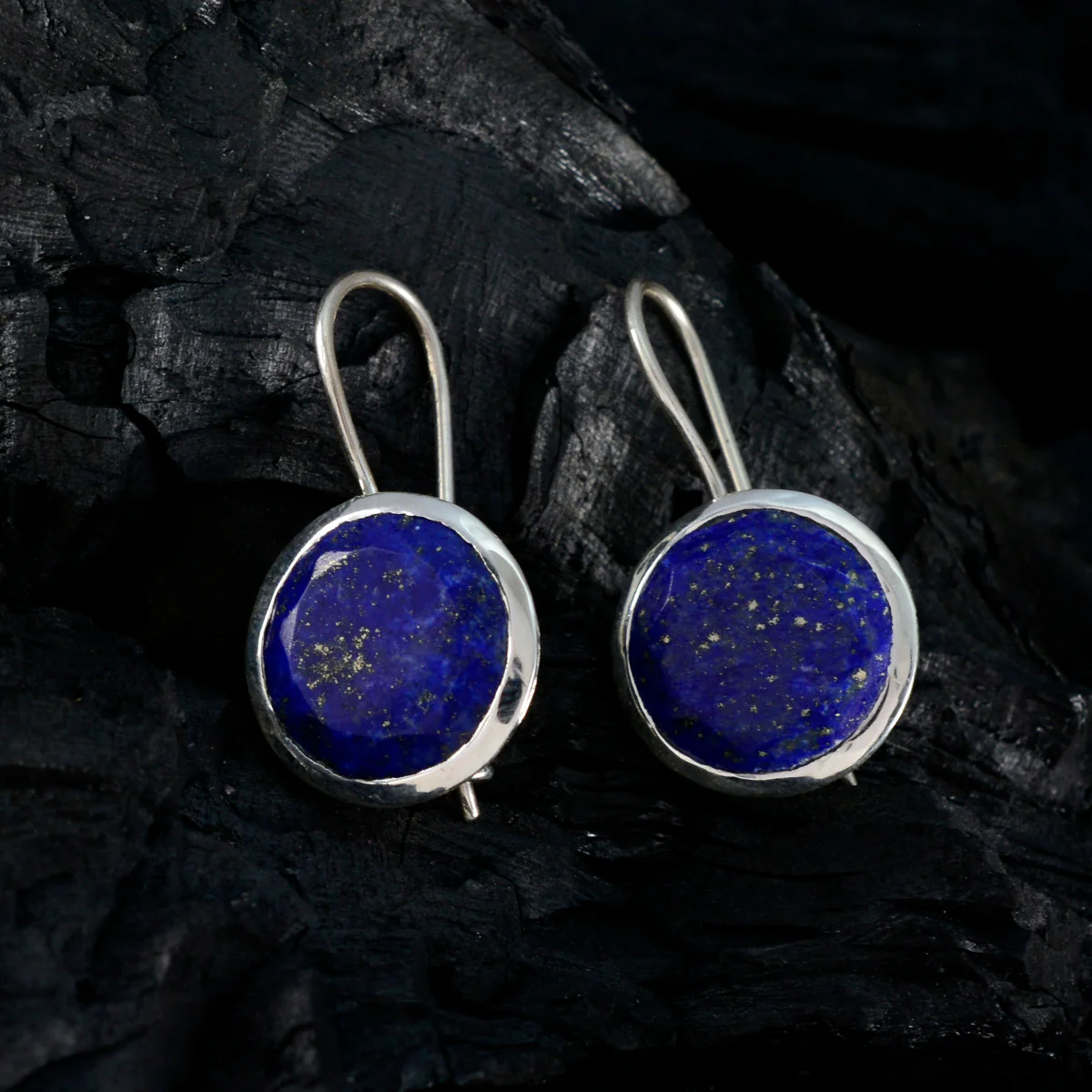 Lapis Lazuli Russian Victoria Solitaire Dangle Blue 92.5 Silver Earring - Image 2