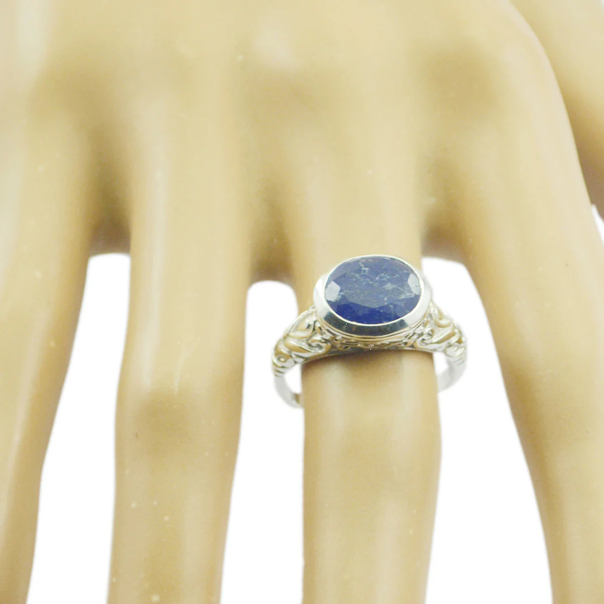 Lapis Lazuli Solitaire African 925 Silver Blue Gems Minimal Art Deco Ring Jewellery - Image 2