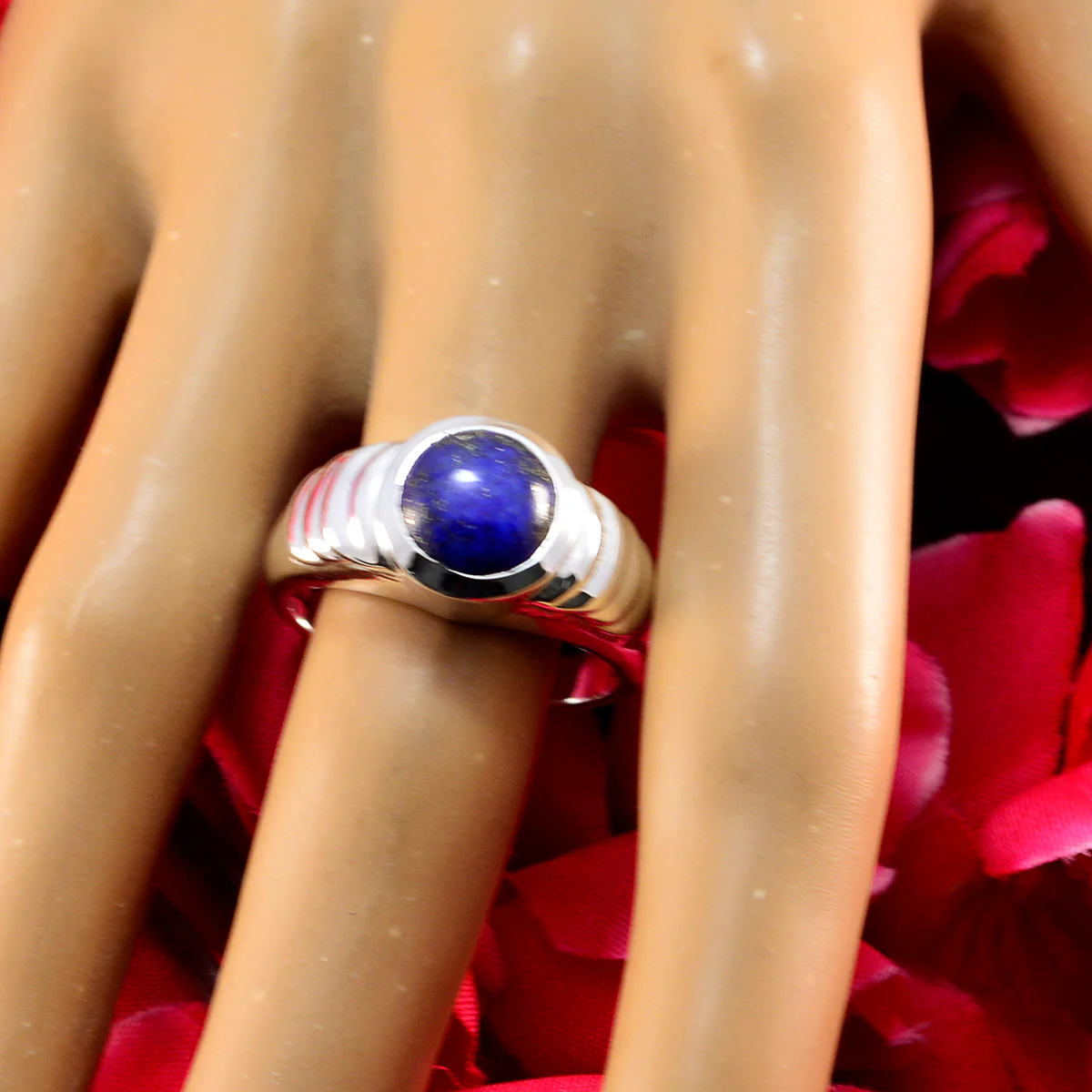 Lapis Lazuli Solitaire African 925 Sterling Silver Blue Gemstones Versatile Graceful Ring Jewelry - Image 3