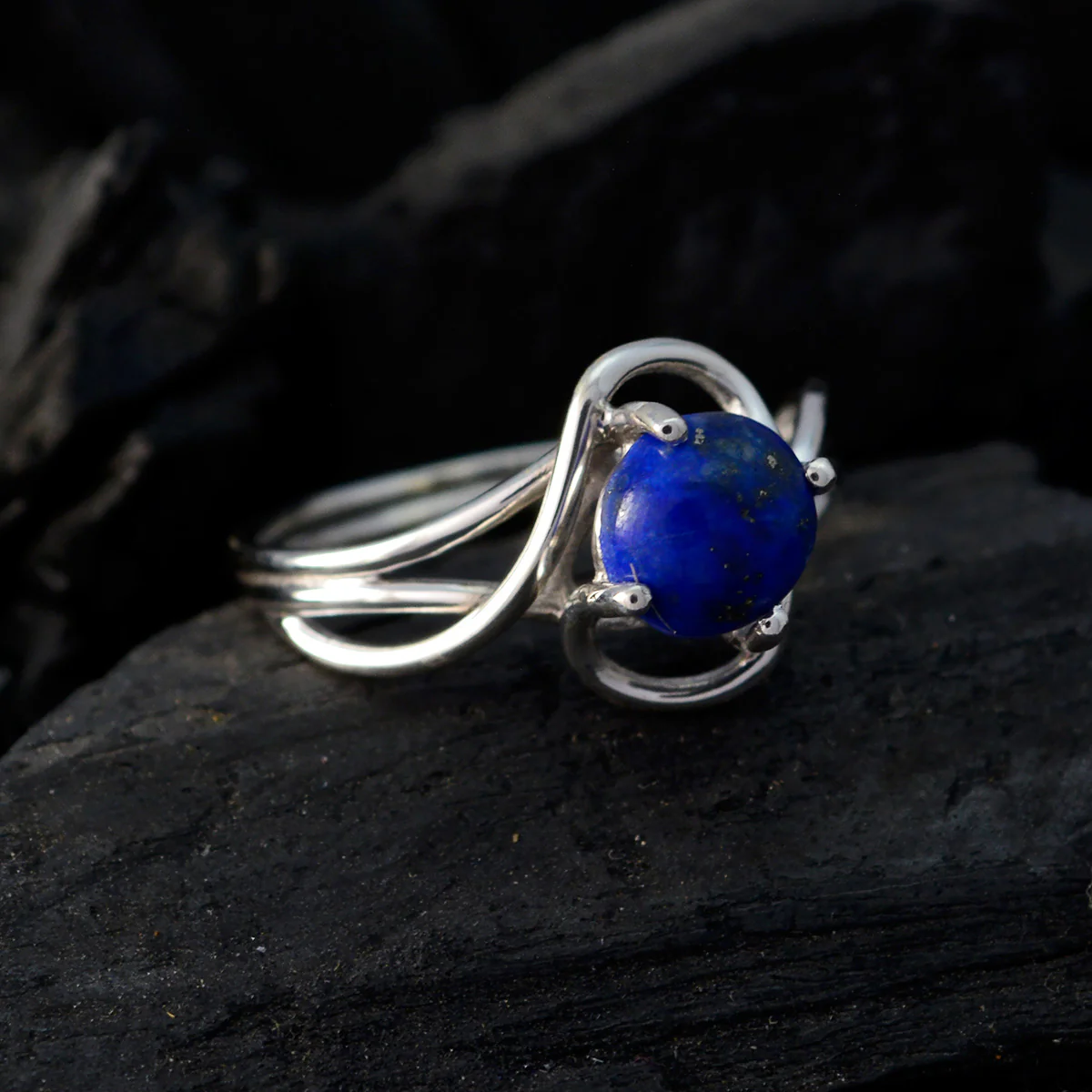 Lapis Lazuli Solitaire American 92.5 Silver Blue Gemstones Delicate Sophisticated Ring Jewelry - Image 4