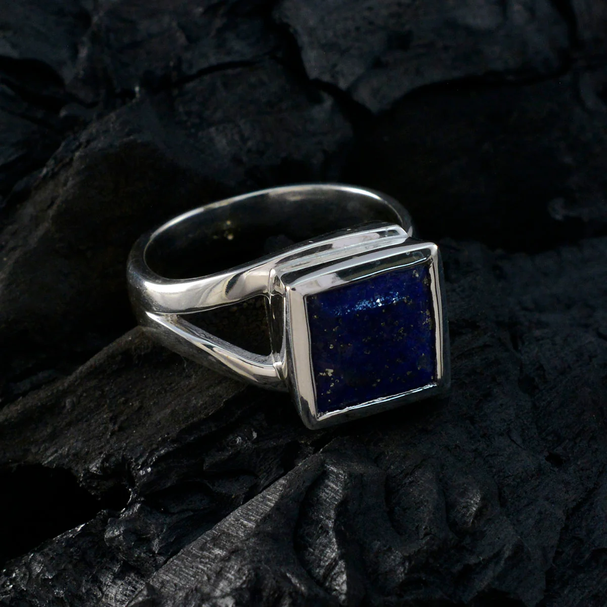 Lapis Lazuli Solitaire Egyptian Silver Blue Gemstone Eye-catching Trendy Ring Jewelry - Image 4