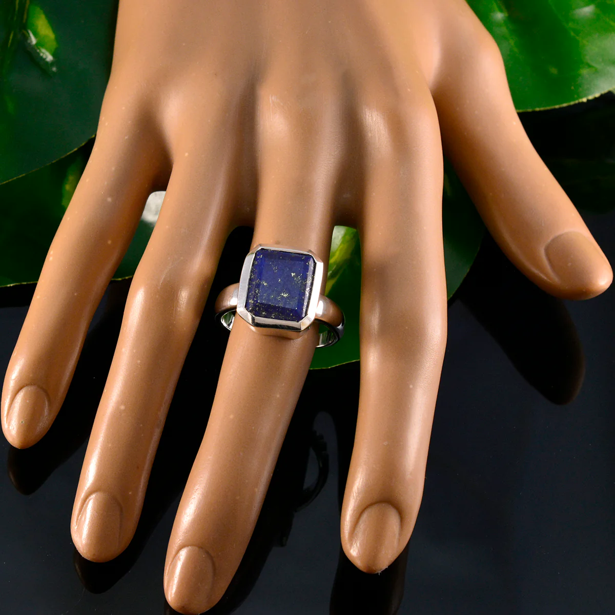 Lapis Lazuli Solitaire Egyptian Silver Blue Gemstones Versatile Trendy Ring Jewelry - Image 5