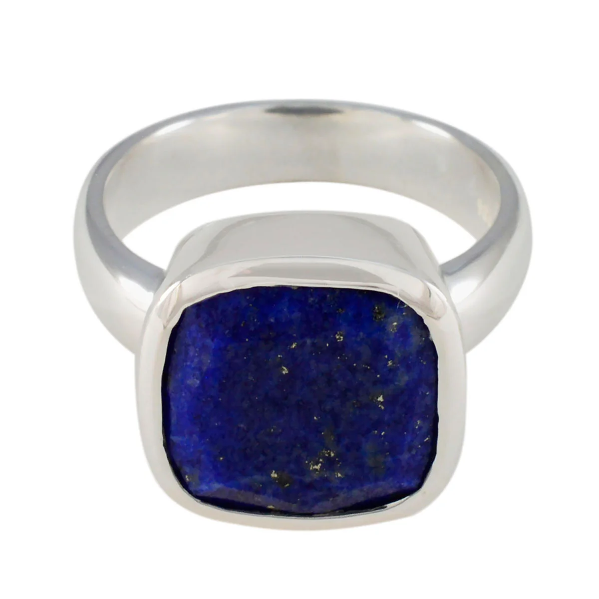 Lapis Lazuli Solitaire Egyptian Sterling Silver Blue Gemstones Eye-catching Modern Ring Jewelry