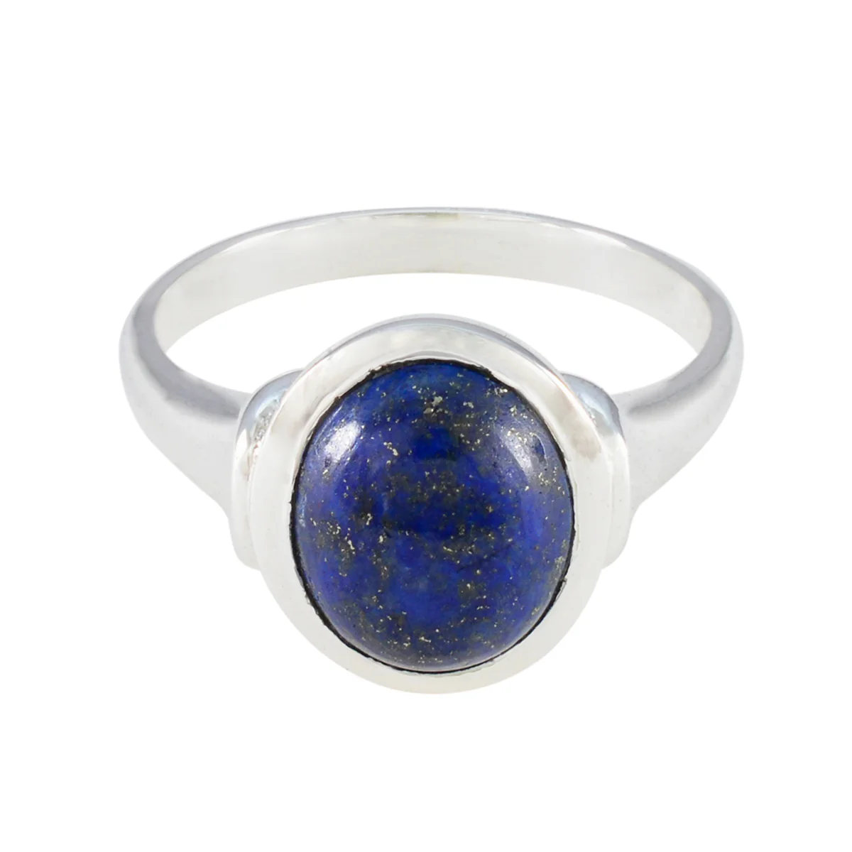 Lapis Lazuli Solitaire French 925 Silver Blue Gems Minimal Artisan Ring Jewelry