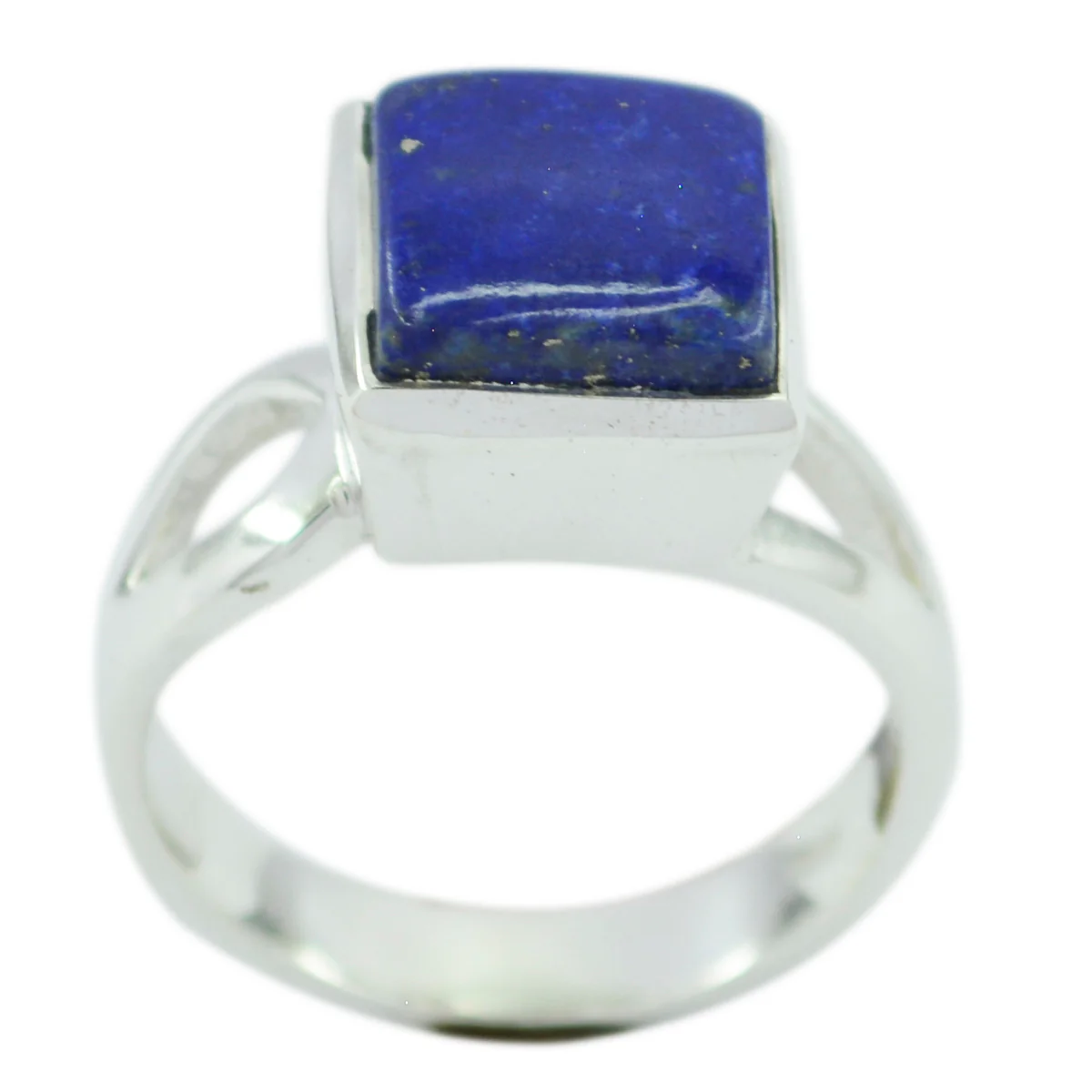 Lapis Lazuli Solitaire French 925 Silver Blue Gemstone Mid-weight Trendy Ring Jewellery