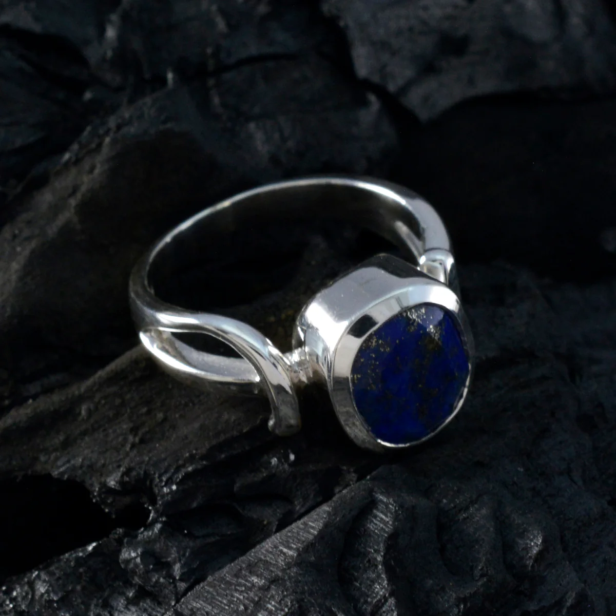Lapis Lazuli Solitaire German 925 Sterling Silver Blue Gemstones Classic Luxurious Ring Jewelry - Image 4