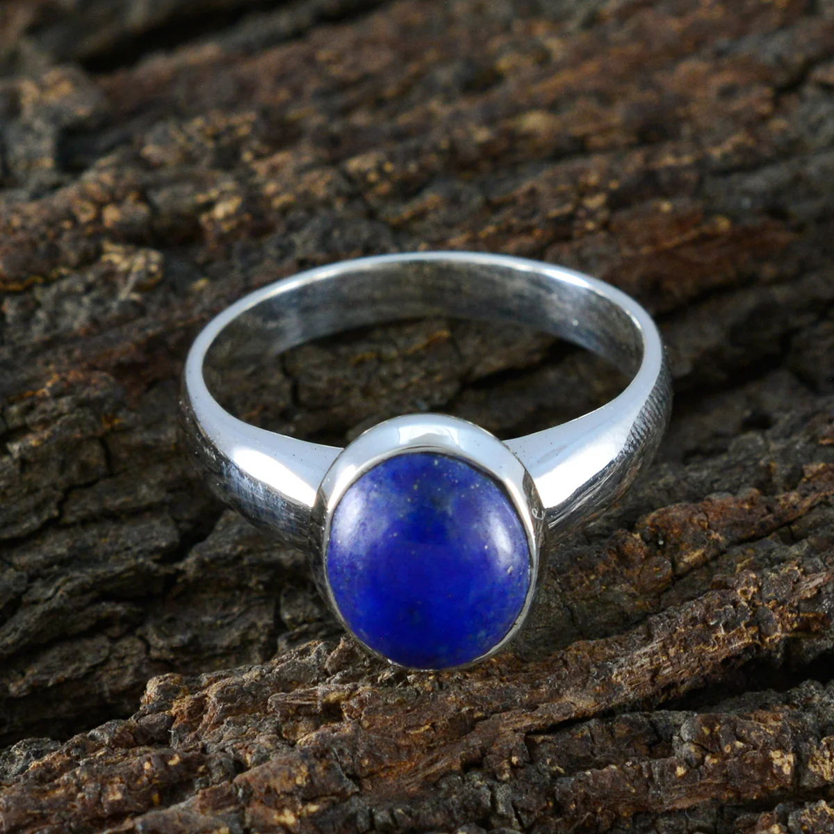 Lapis Lazuli Solitaire Indian 92.5 Silver Blue Gemstone Classic Feminine Ring Jewelry - Image 3