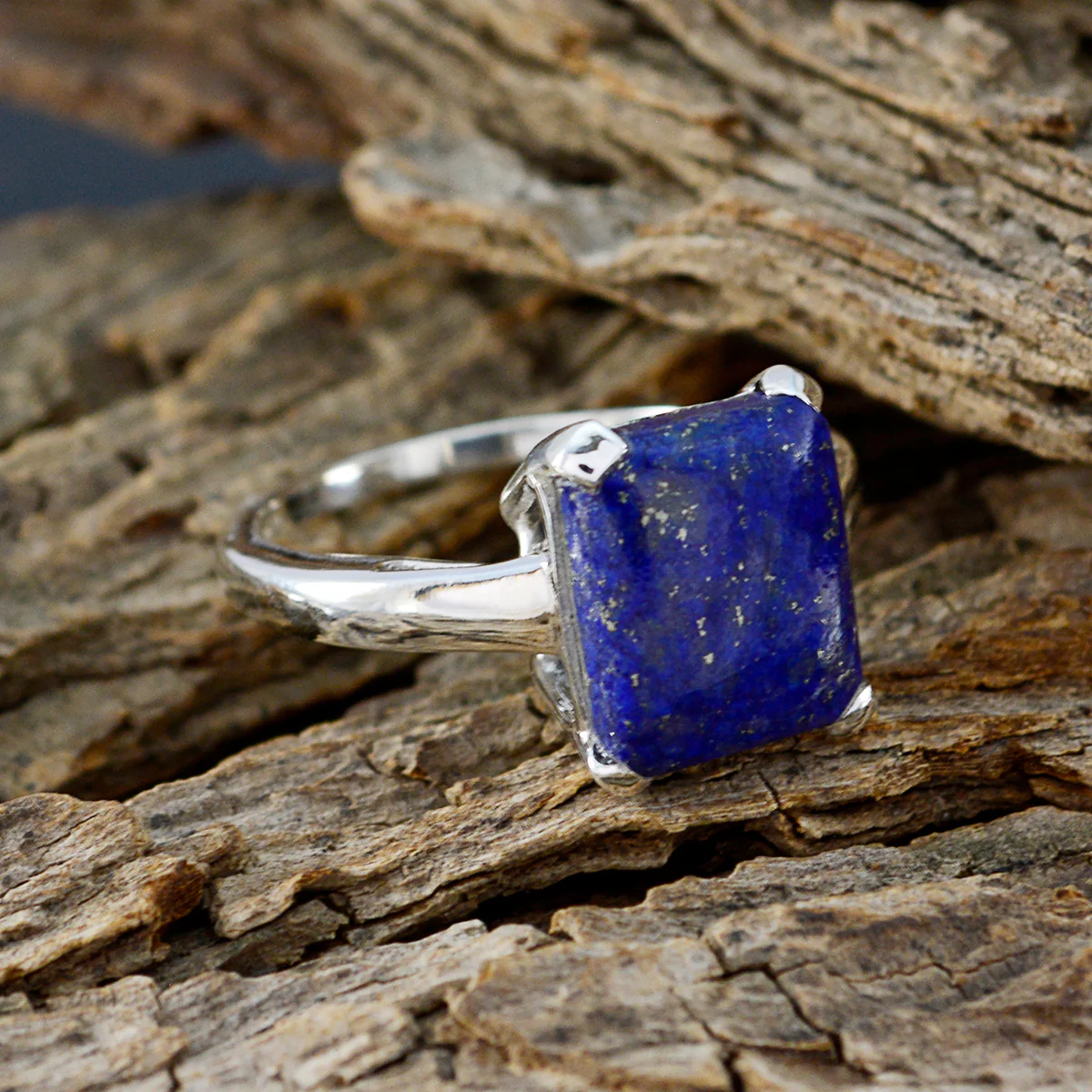 Lapis Lazuli Solitaire Indian Sterling Silver Blue Gemstones Minimal Feminine Ring Jewelry - Image 4