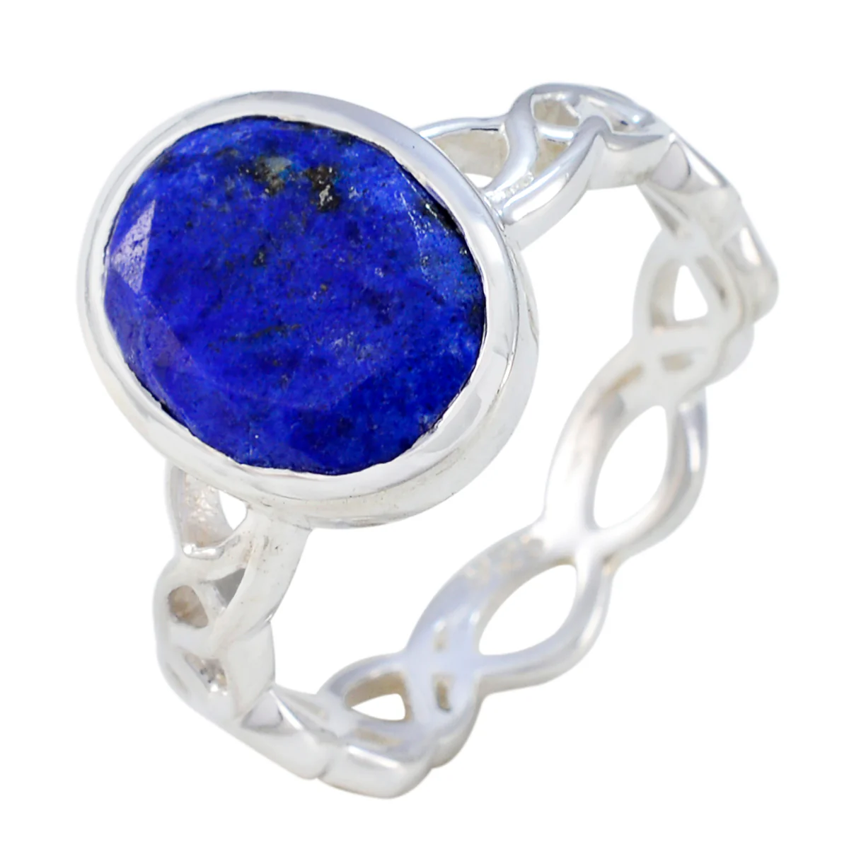 Lapis Lazuli Solitaire Italian 92.5 Silver Blue Gemstones Minimal Rope-Wire Ring Jewelry - Image 2