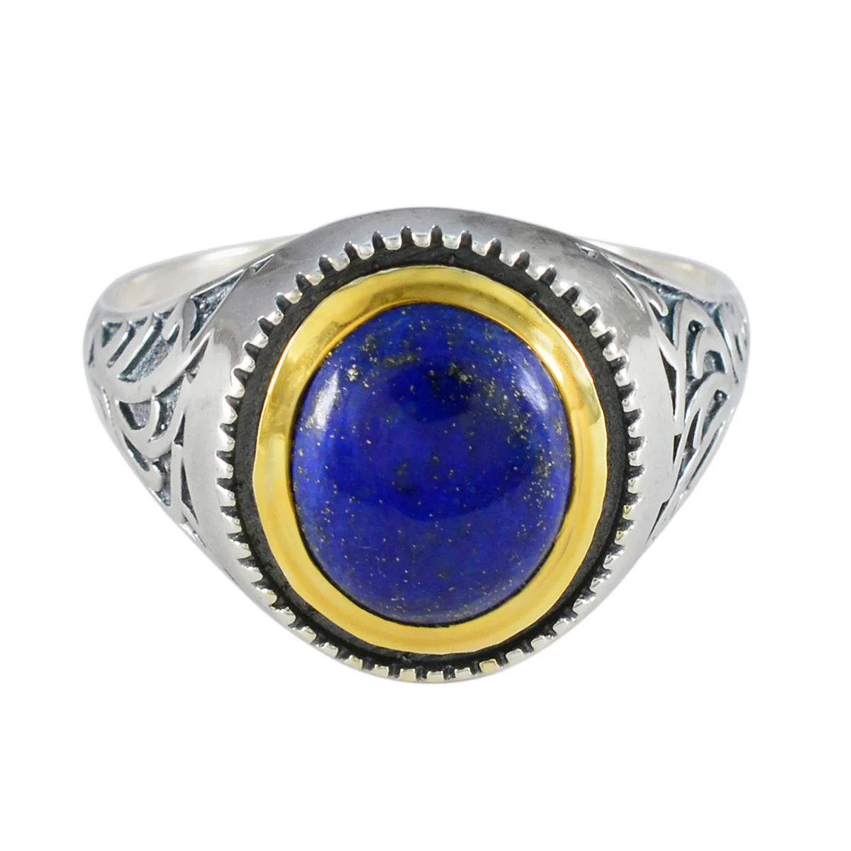 Lapis Lazuli Solitaire Italian Silver Blue Gemstones Eye-catching Filigree Ring Jewellery