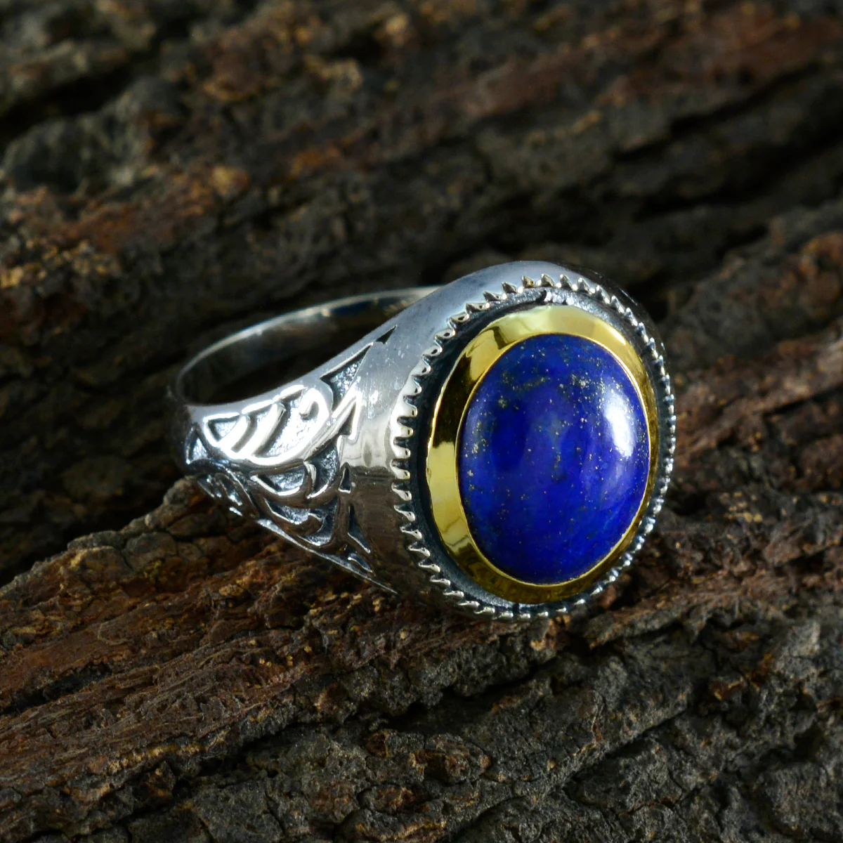 Lapis Lazuli Solitaire Italian Silver Blue Gemstones Eye-catching Filigree Ring Jewellery - Image 3