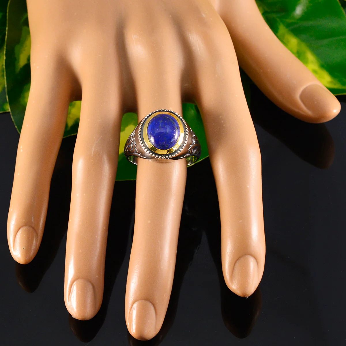 Lapis Lazuli Solitaire Italian Silver Blue Gemstones Eye-catching Filigree Ring Jewellery - Image 5