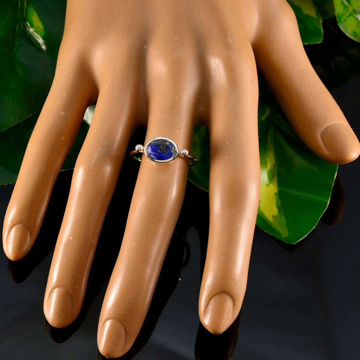 Lapis Lazuli Solitaire Japanese 92.5 Silver Blue Gemstone Dainty Contemporary Ring Jewelry - Image 5