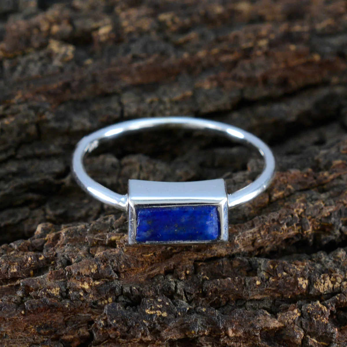 Lapis Lazuli Solitaire Japanese 925 Silver Blue Gems Delicate Graceful Ring Jewellery - Image 3