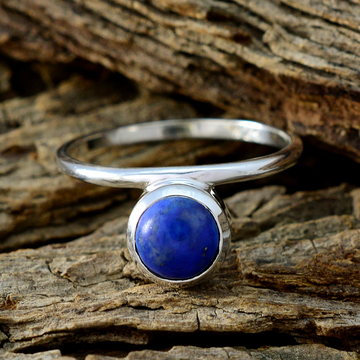 Lapis Lazuli Solitaire Korean 925 Sterling Silver Blue Gemstones Delicate Modern Ring Jewellery - Image 3