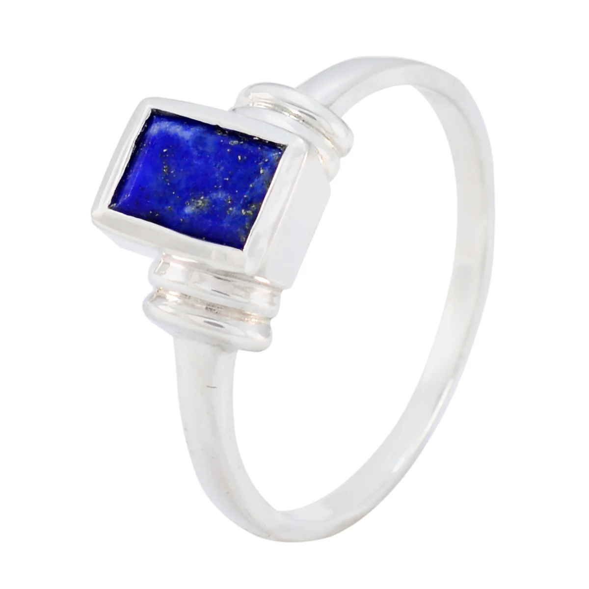 Lapis Lazuli Solitaire Korean Silver Blue Gemstones Whisper-thin Luxurious Ring Jewelry - Image 2