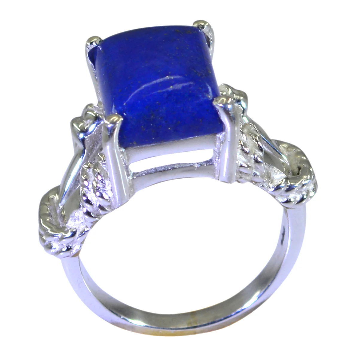 Lapis Lazuli Solitaire Latin American 925 Sterling Silver Blue Gemstone Eye-catching Rope-Wire Ring Jewellery - Image 2