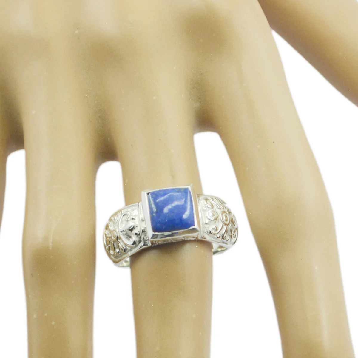 Lapis Lazuli Solitaire Moroccan 92.5 Silver Blue Gems Eye-catching Art Deco Ring Jewelry - Image 2