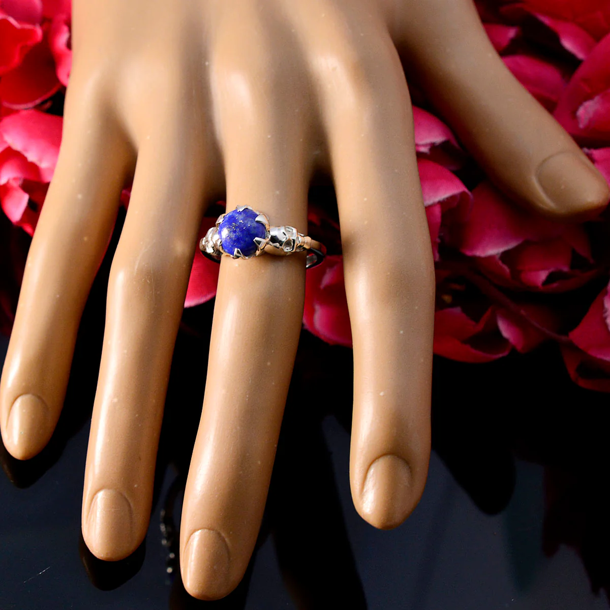 Lapis Lazuli Solitaire Moroccan Sterling Silver Blue Gemstone Slim Romantic Ring Jewelry - Image 5