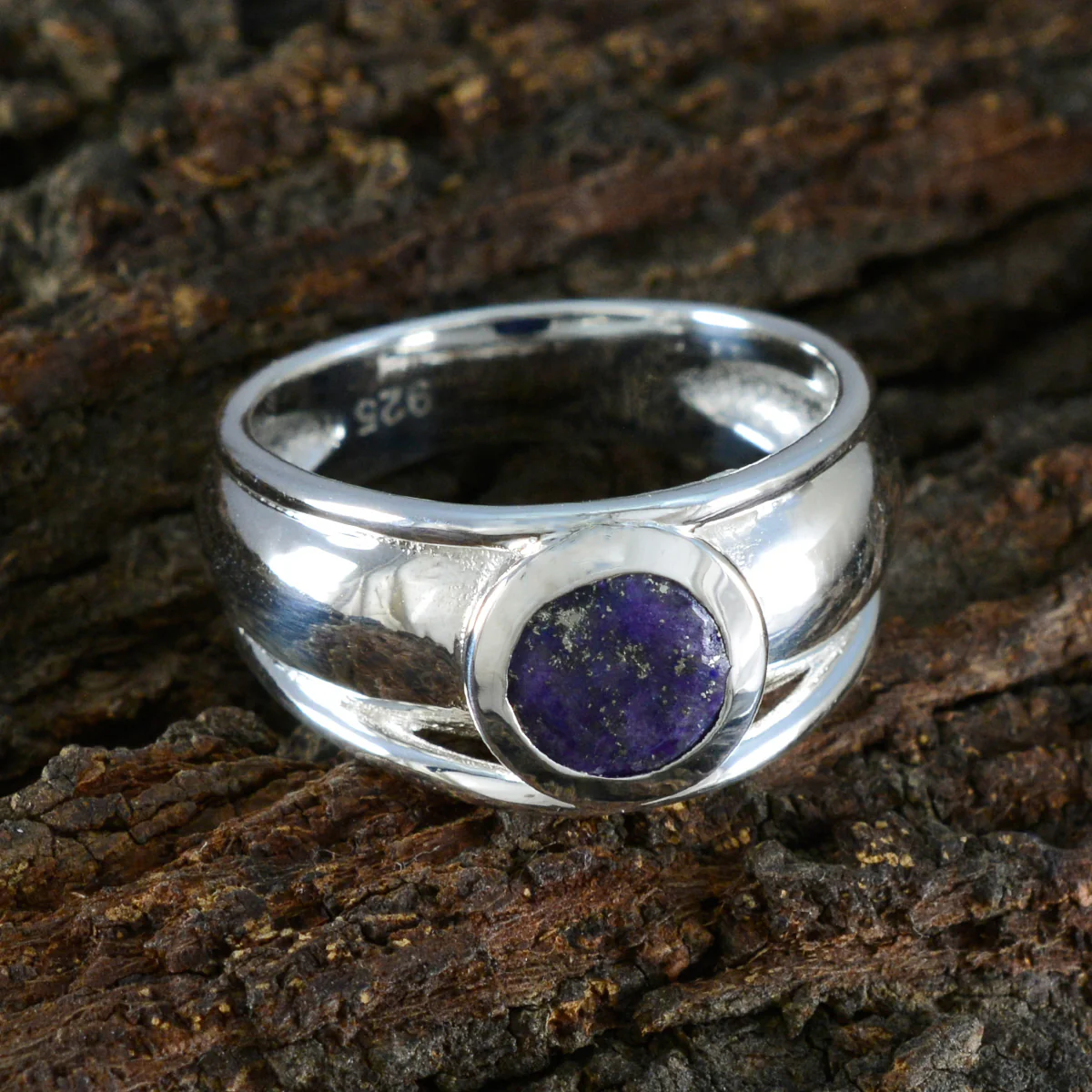 Lapis Lazuli Solitaire Russian 92.5 Silver Blue Gemstones Classic Fairytale Ring Jewelry - Image 3