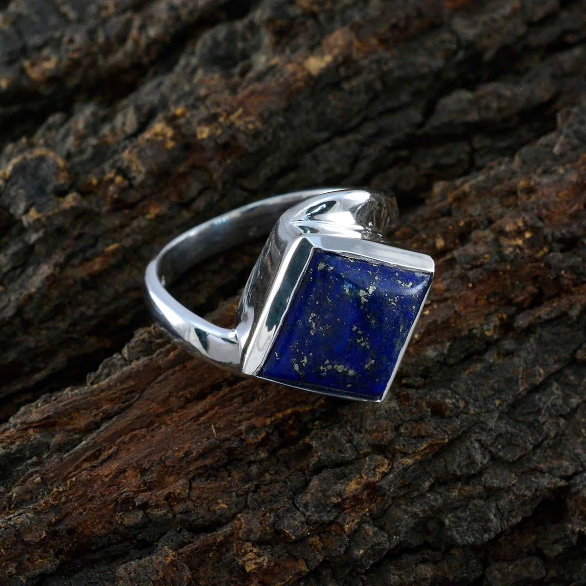 Lapis Lazuli Solitaire Russian 92.5 Silver Blue Gemstones Essential Abstract Ring Jewelry - Image 3