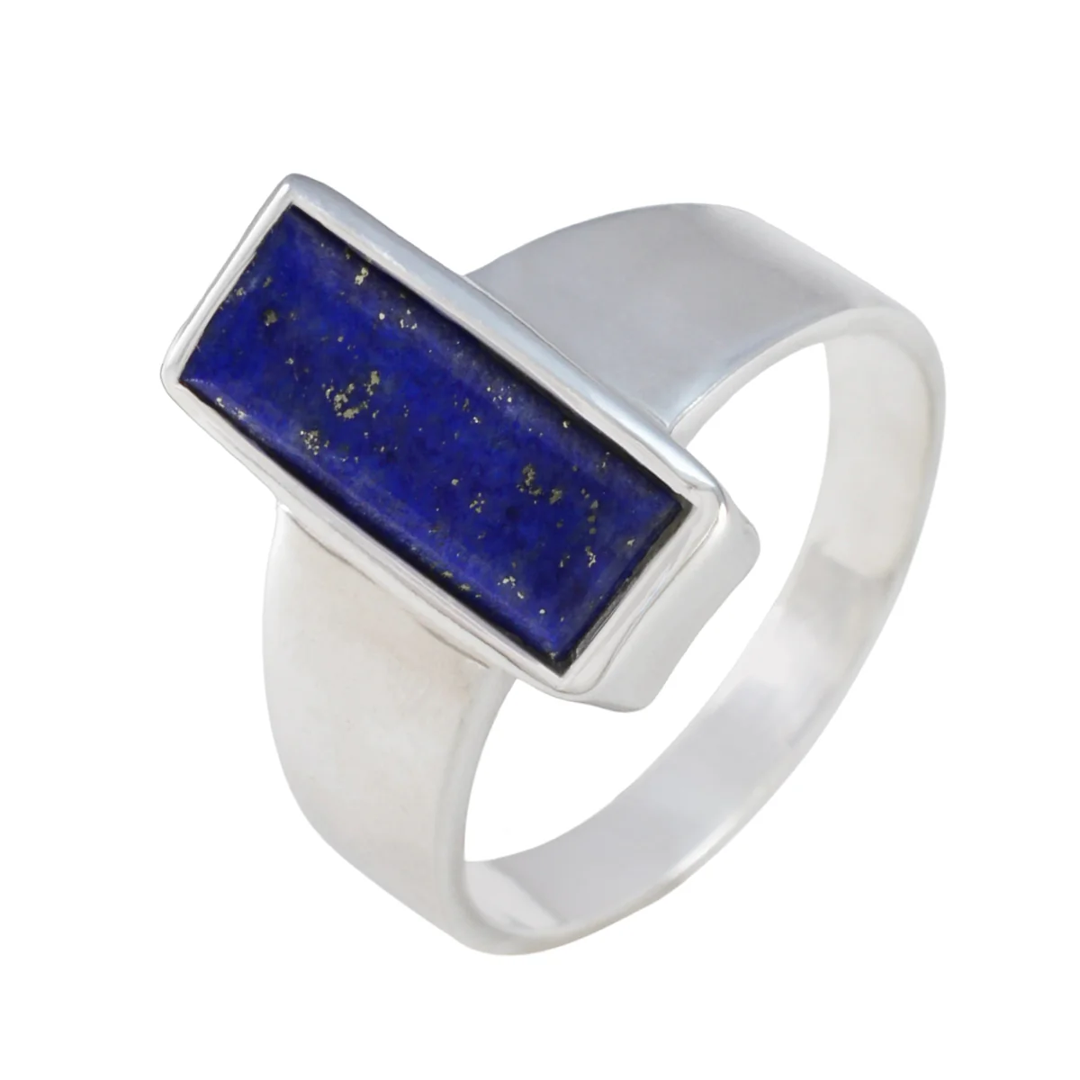 Lapis Lazuli Solitaire Russian 925 Silver Blue Gems Eye-catching Contemporary Ring Jewellery - Image 2