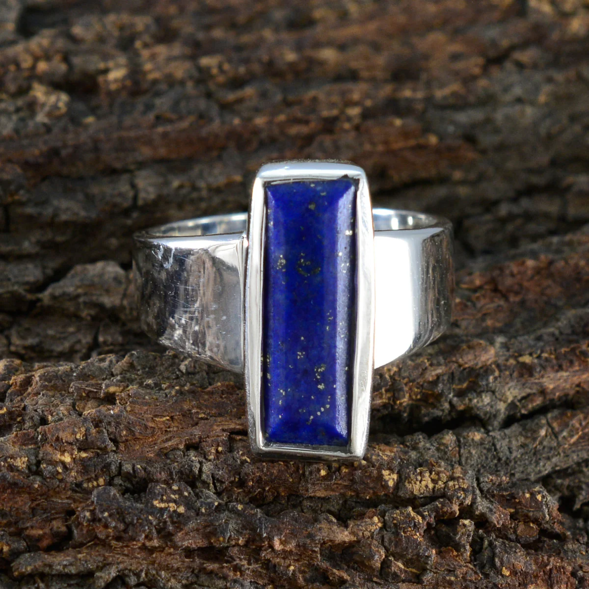 Lapis Lazuli Solitaire Russian 925 Silver Blue Gems Eye-catching Contemporary Ring Jewellery - Image 3