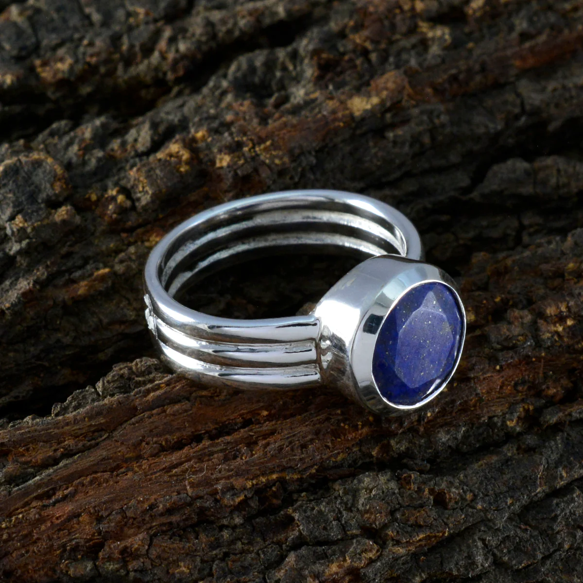 Lapis Lazuli Solitaire Russian Silver Blue Gemstones Eye-catching Graceful Ring Jewellery - Image 3