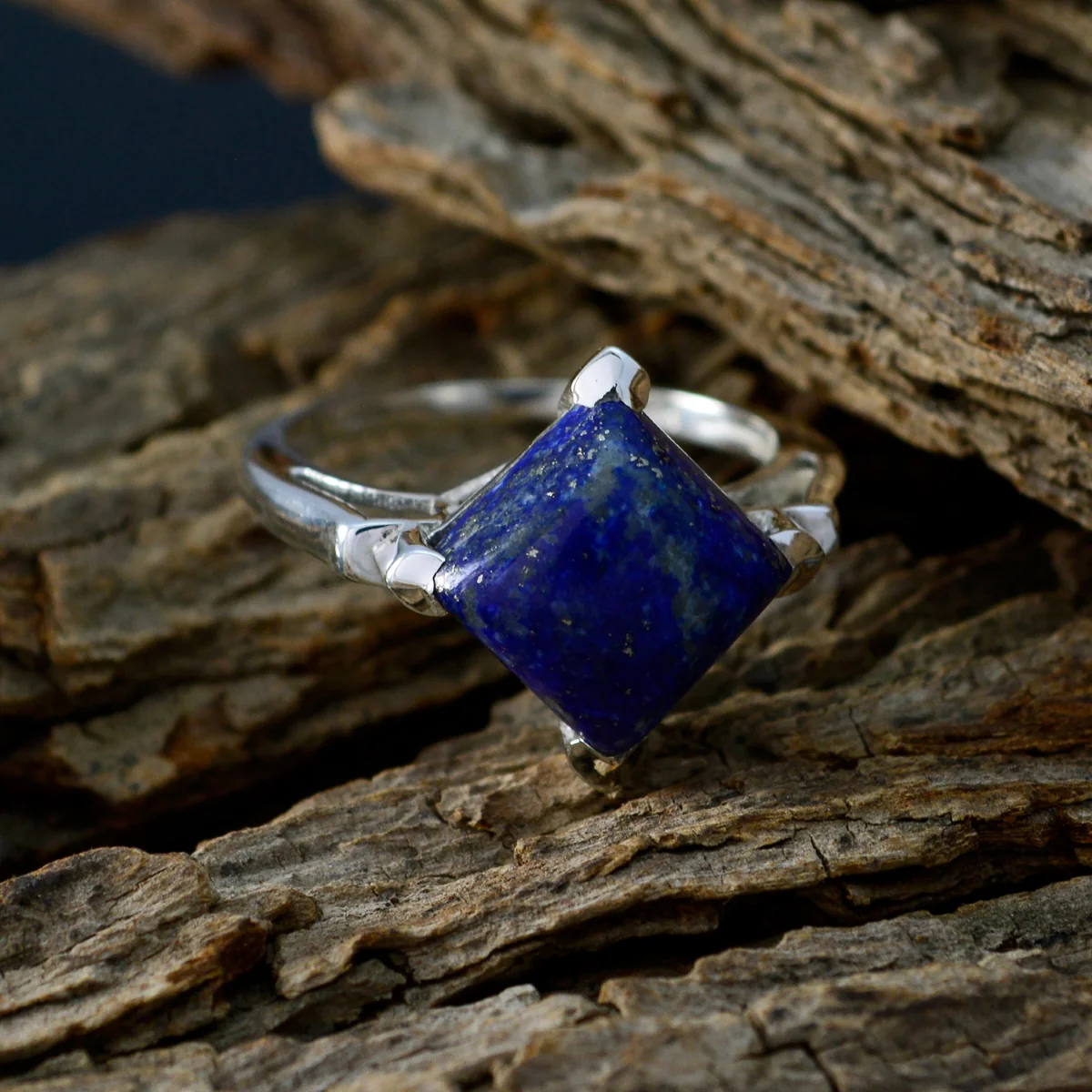Lapis Lazuli Solitaire Russian Silver Blue Gemstones Slim Sophisticated Ring Jewelry - Image 3
