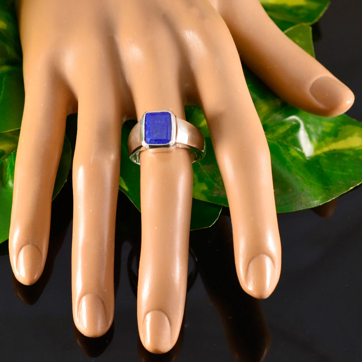 Lapis Lazuli Solitaire Russian Sterling Silver Blue Gemstone Eye-catching Contemporary Ring Jewellery - Image 5