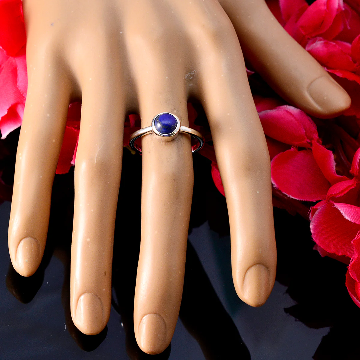 Lapis Lazuli Solitaire Turkish 92.5 Silver Blue Gemstones Whisper-thin Graceful Ring Jewellery - Image 3